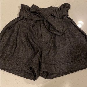 Tweed paper bag waist shorts